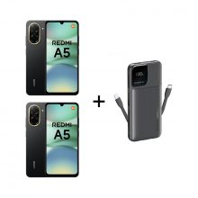 دو گوشی موبایل شیائومی مدل Redmi A5 دو سیم کارت ظرفیت 128 گیگابایت و رم 4 گیگابایت به همراه یک پاوربانک ریمکس مدل RPP-657 طرفیت 10000 میلی آمپر ساعت
